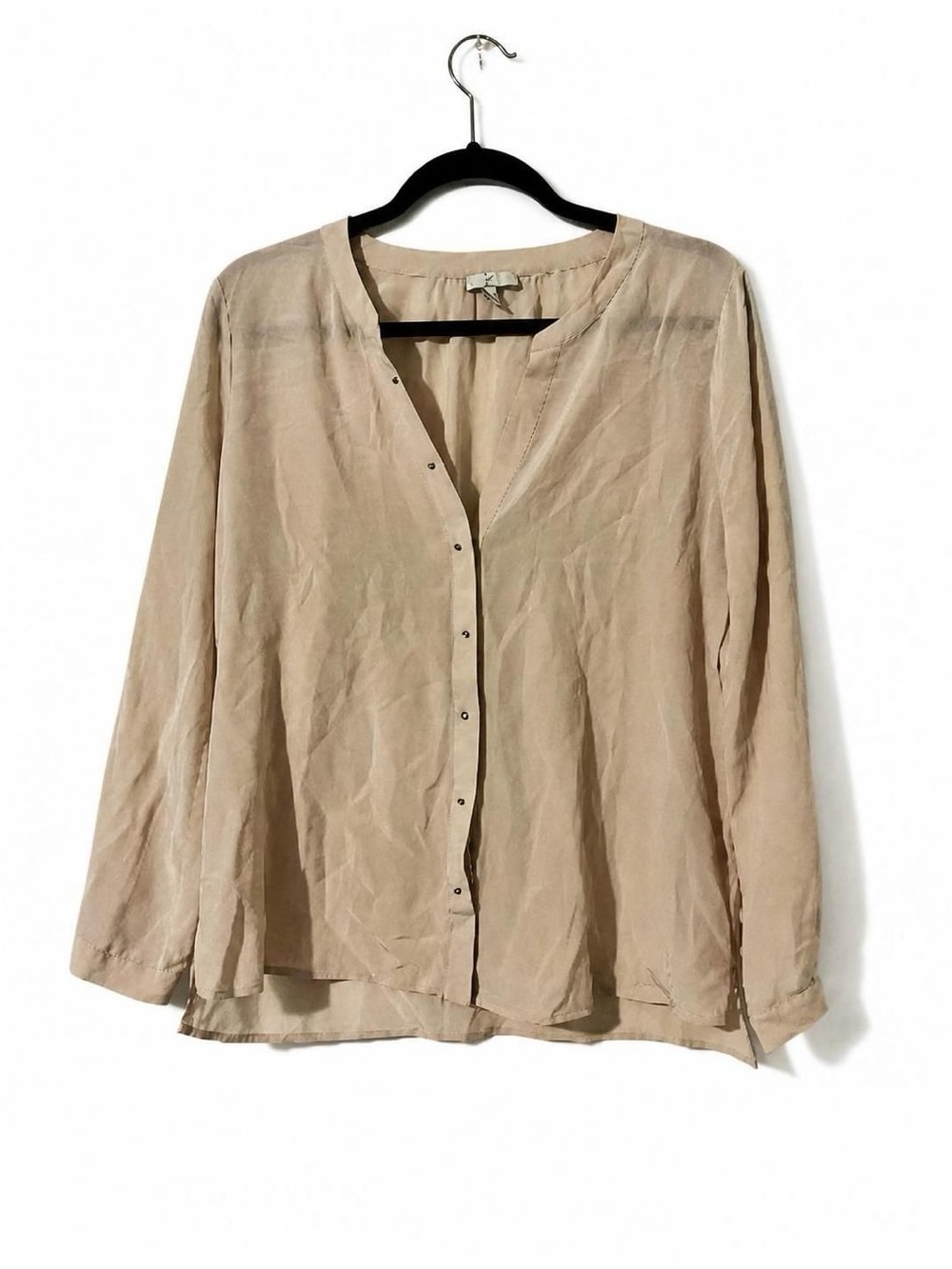 Joie SILK Diamond stud button - Blush Button-Front Sheer Blouse